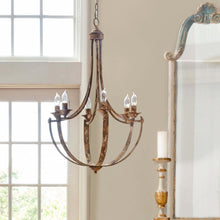 Load image into Gallery viewer, French Country Farmhouse Chandelier in Antique Gold Iron