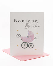 Load image into Gallery viewer, Bonjour Girl Baby Shower Greeting Card