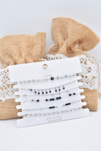 Load image into Gallery viewer, Set of 6 Silver Plated Bracelets with Black Agate Stones