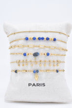 Load image into Gallery viewer, Set of 6 Gold-tone Bracelets with Natural Lapis Lazuli Stones