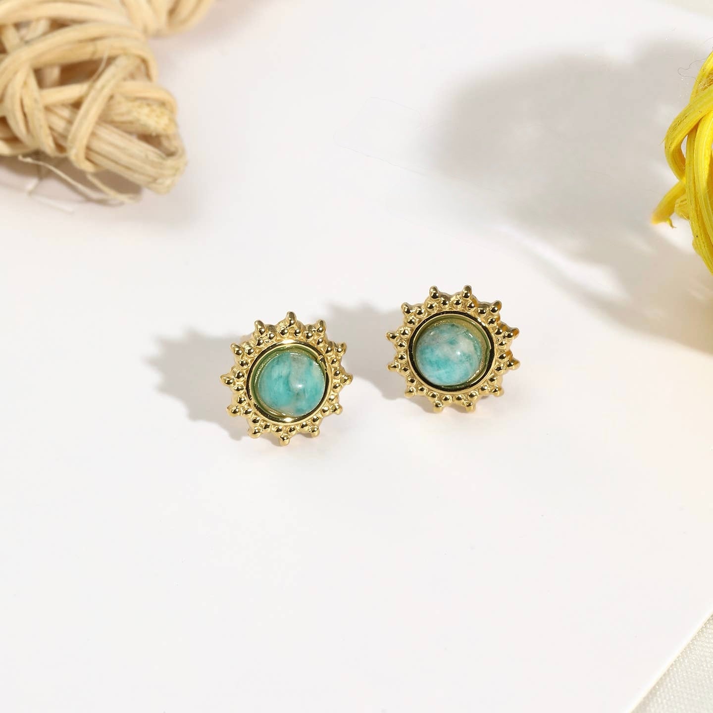 Golden Amazonite Sun Earrings