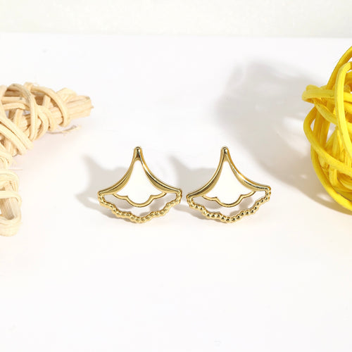 Golden Stainless Steel Baroque Fan Earrings