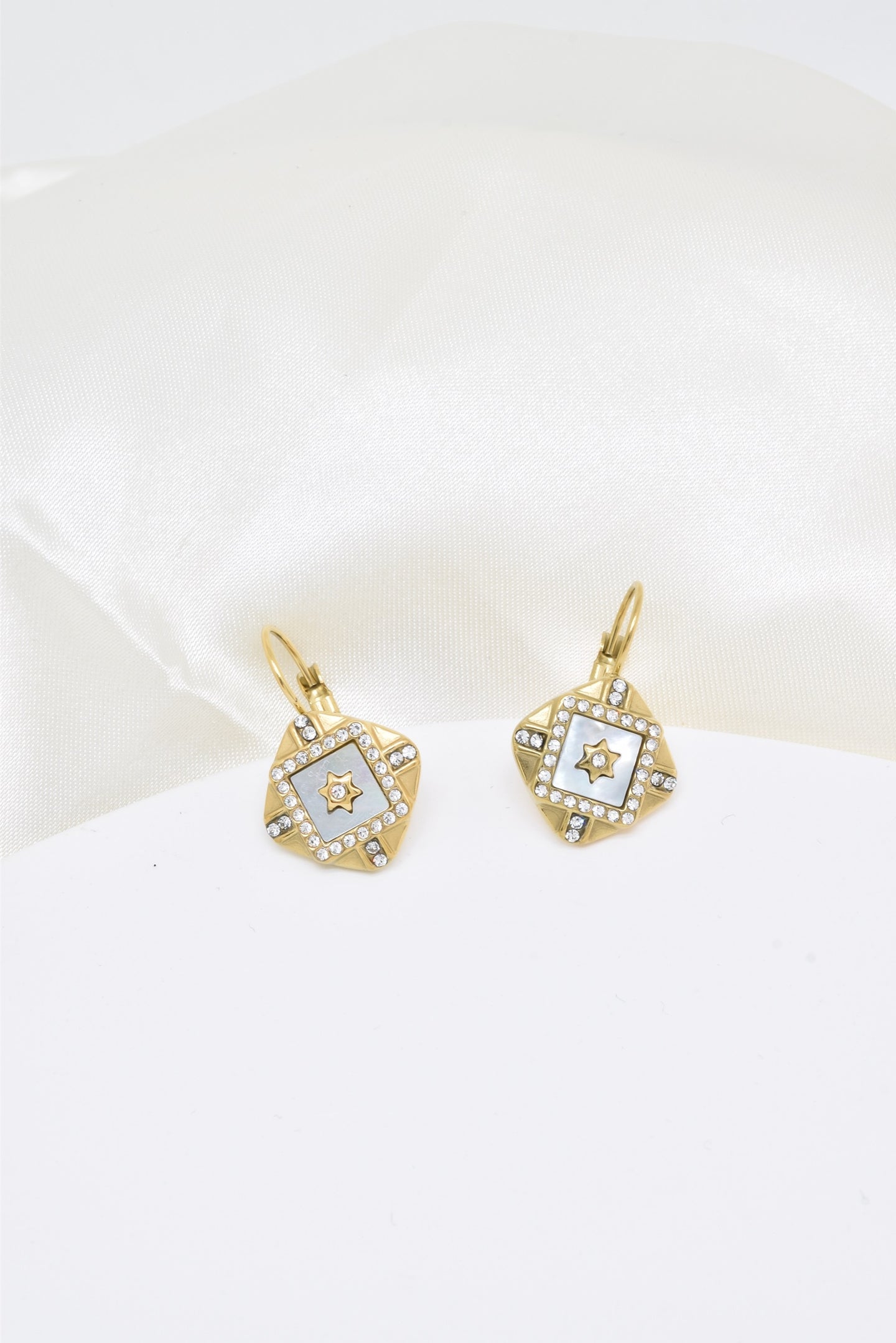 Golden Abalone Stainless Steel Star Earrings