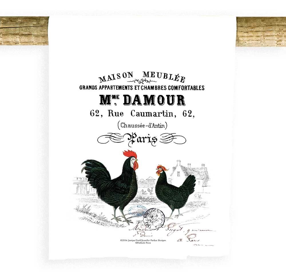 Maison Meublee French Roosters Towel