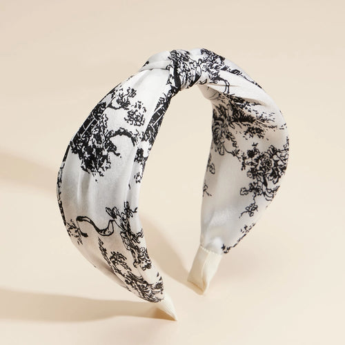 Toile Vintage Print Knotted Headband Set