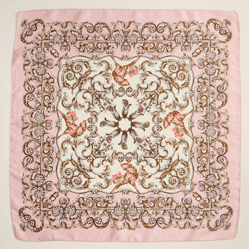 Baroque Print Silk-Texture Elegant Square Scarf
