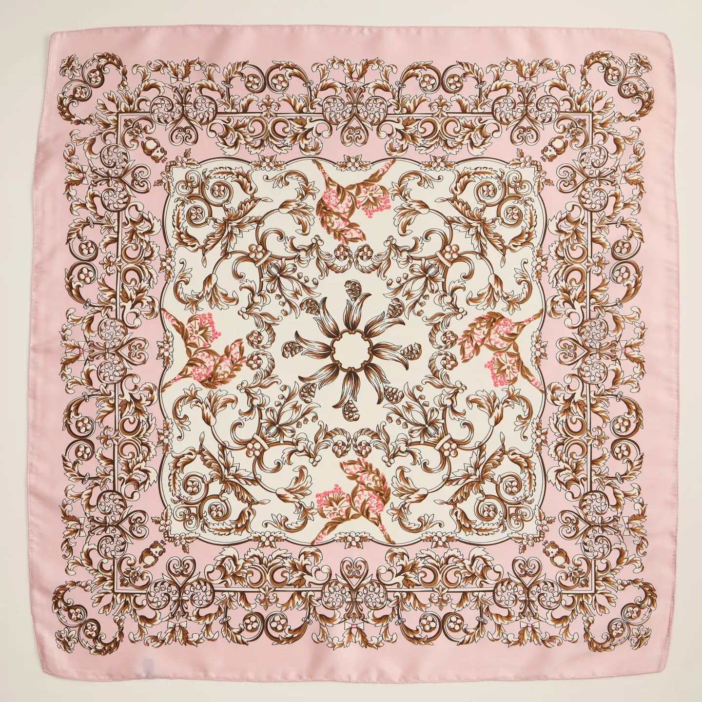 Baroque Print Silk-Texture Elegant Square Scarf