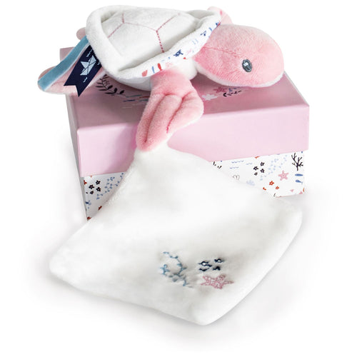 Under the Sea: Pink Turtle Plush with Blanket