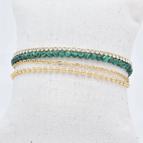 Golden Four-Row Malachite Bracelet