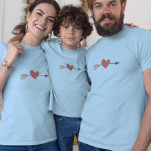 Load image into Gallery viewer, Valentine's Heart Arrow Matching Organic Cotton T-Shirts Family Set (Set of 3)
