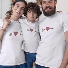 Load image into Gallery viewer, Valentine's Heart Arrow Matching Organic Cotton T-Shirts Family Set (Set of 3)