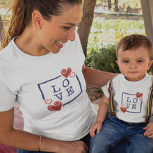 Load image into Gallery viewer, Love with Hearts Mom and Child Organic Cotton T-Shirts family Set (Set of 2)
