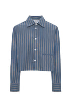 Load image into Gallery viewer, Cropped Stripped Button Down Blouse