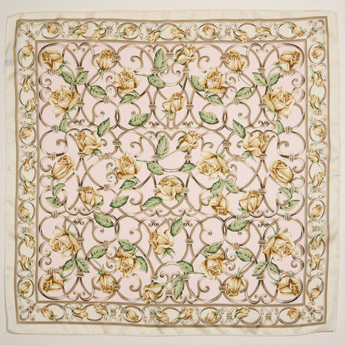 Baroque Pink Rose Elegant Floral Silk Floral Square Scarf