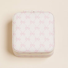 Load image into Gallery viewer, Pink Bow Monogram Print Jewelry Box -Travel Size