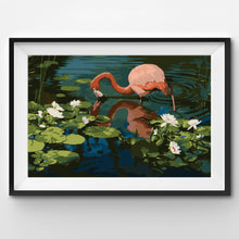 Load image into Gallery viewer, Flamingo with Water Lily Paint by Numbers Canvas Kit