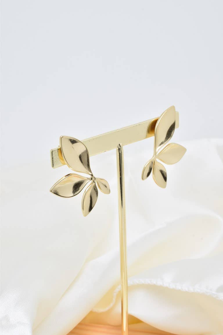 Golden Half Flower Stainless Steel Earrings