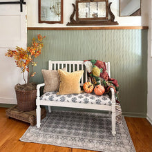 Load image into Gallery viewer, Vintage-Inspired Wooden Bench with Upholstered Seat