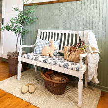 Load image into Gallery viewer, Vintage-Inspired Wooden Bench with Upholstered Seat