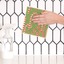 Load image into Gallery viewer, Candy Cane Reusable Swedish Sponge-Cloths, Set of 2