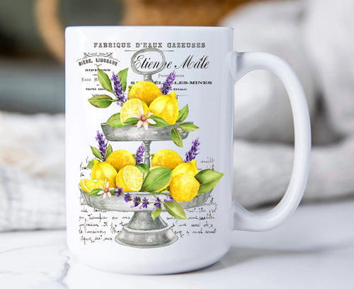 15oz Lemons and Lavender 2 Tier Tray Mug