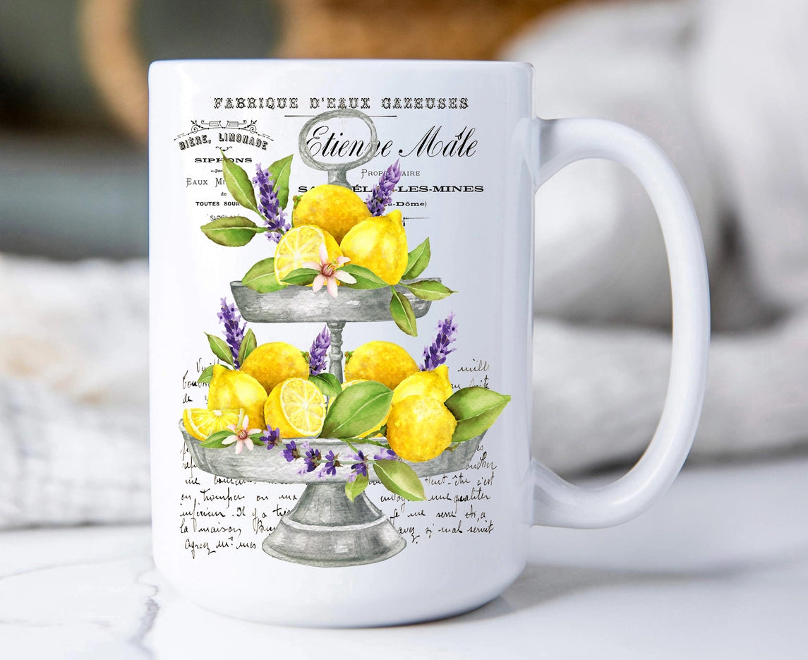 15oz Lemons and Lavender 2 Tier Tray Mug