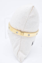 Load image into Gallery viewer, Gold Tone Steel Bangle Bracelet with Crystals