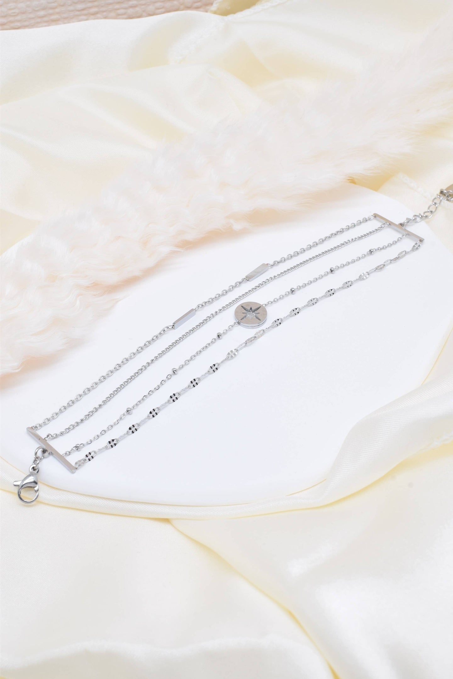 Four Row North Star Stainless Steel Bracelet