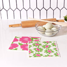 Load image into Gallery viewer, Poppies Pink Swedish Sponge-Cloths, set of 2