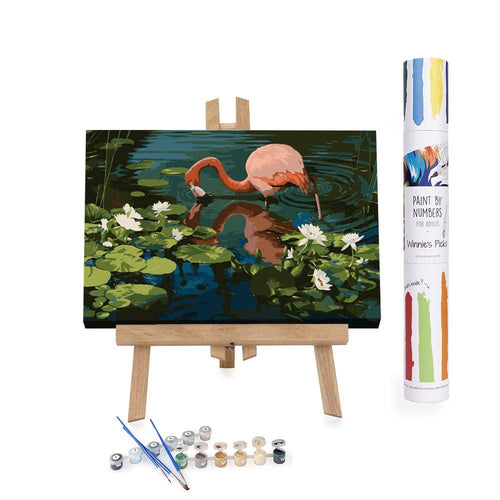 Flamingo with Water Lily Paint by Numbers Canvas Kit