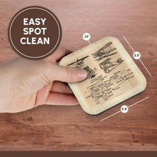 Load image into Gallery viewer, Early 1900s Sketch Of Airplanes: Set of 4 Coasters