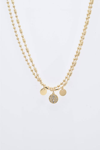 Two-Row Gold Steel Necklace with Crystals
