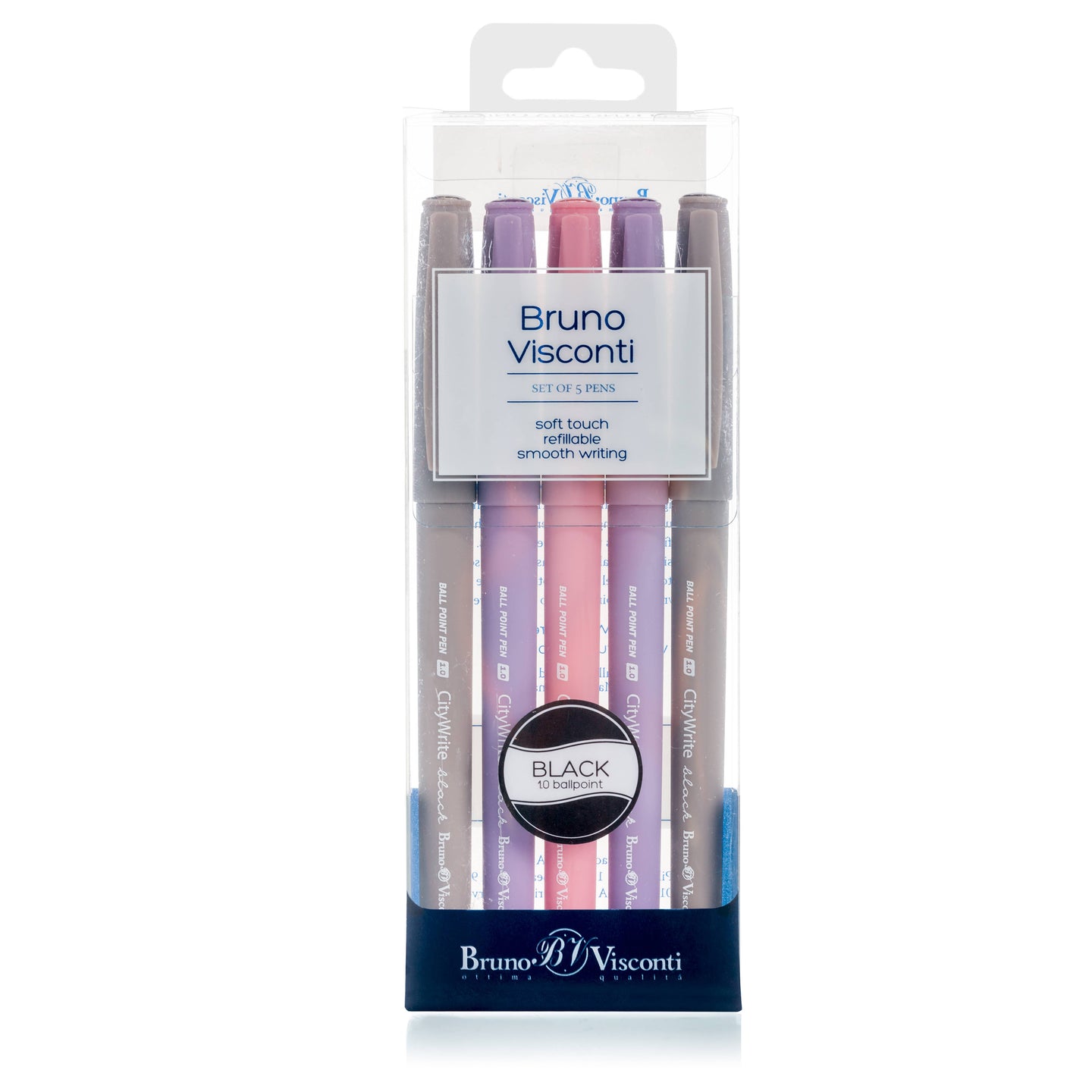 CityWrite Rio - 5 Pen Pack (Grey, Pink, Lilac)