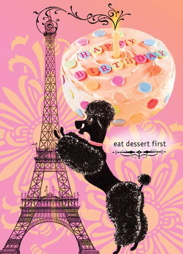 Eat Dessert Poodle Greeting Card