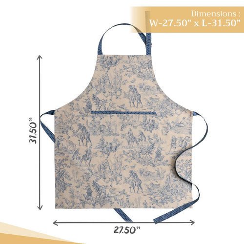 Apron 100% Cotton Adjustable Neck Strap - The Miller - Blue