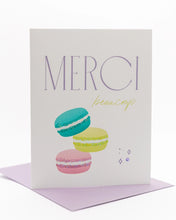 Load image into Gallery viewer, &#39;Merci Beaucoup&#39; Macaron Thank You Greeting Card