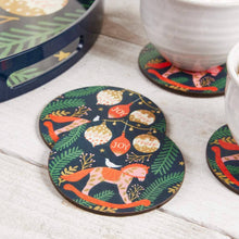 Load image into Gallery viewer, Holiday Horse Round Coasters, Set of 4