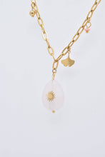 Load image into Gallery viewer, Gold-toned Steel Necklace with Natural Rose Gold Stone