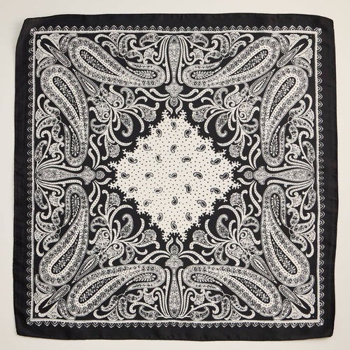Black Silk Texture Paisley Bandana Scarf
