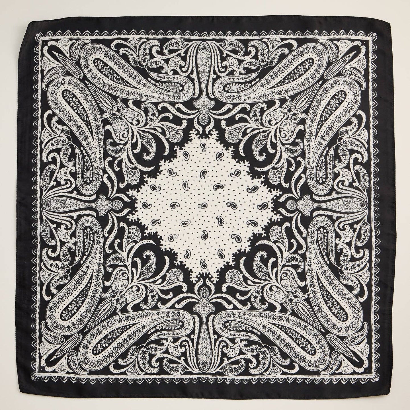 Black Silk Texture Paisley Bandana Scarf