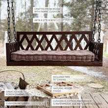 Load image into Gallery viewer, Brown Porch Swing with Cushion